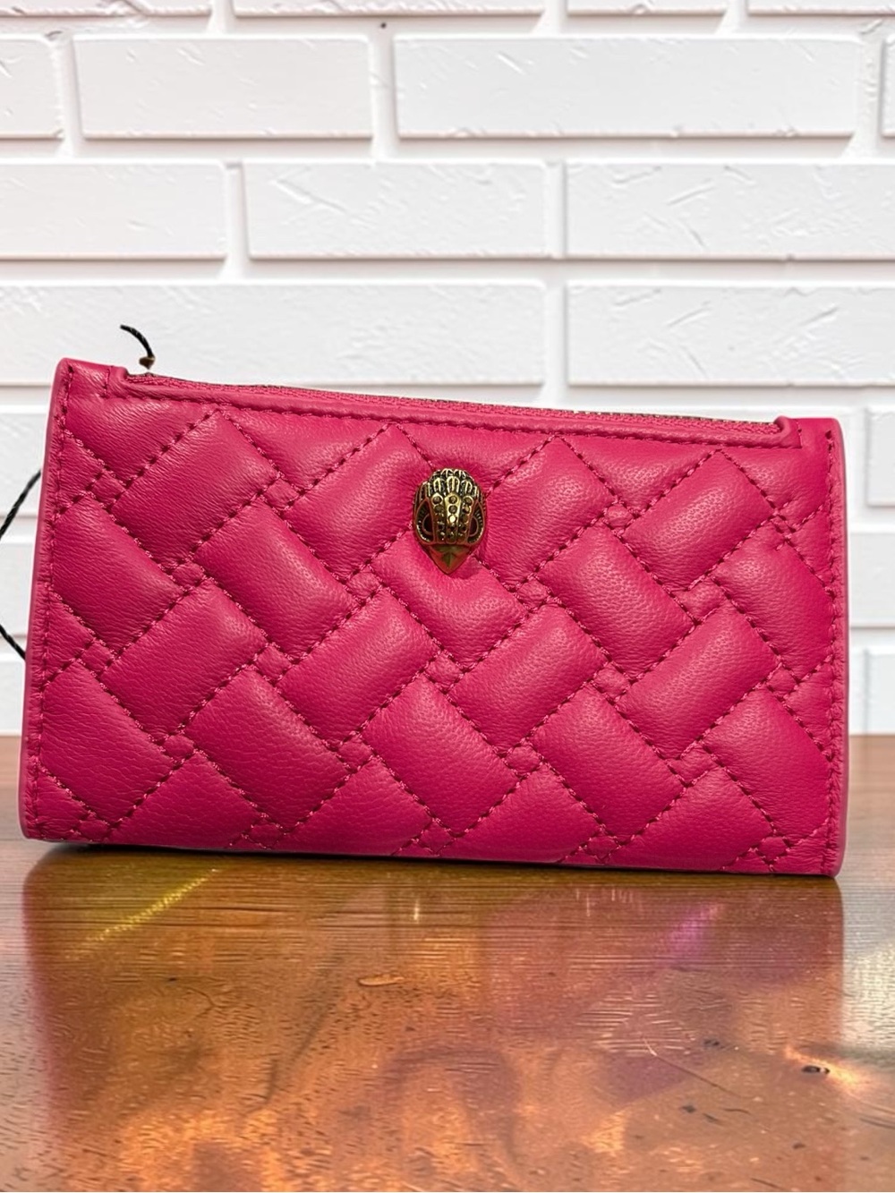 Kurt Geiger London Kensington Quilted Leather Bifold Wallet in Open Pink NWT